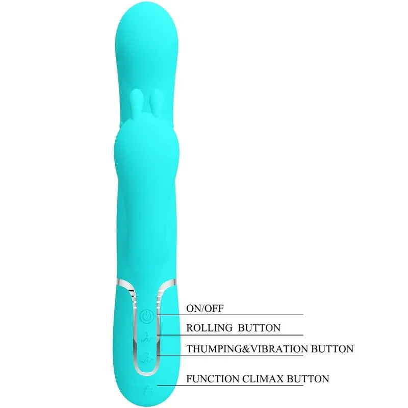 PRETTY LOVE - CAMMY TRIPLE VIBRADOR RABBIT MULTIFUNCIÓN 4 EN 1 AZUL - Nuvica