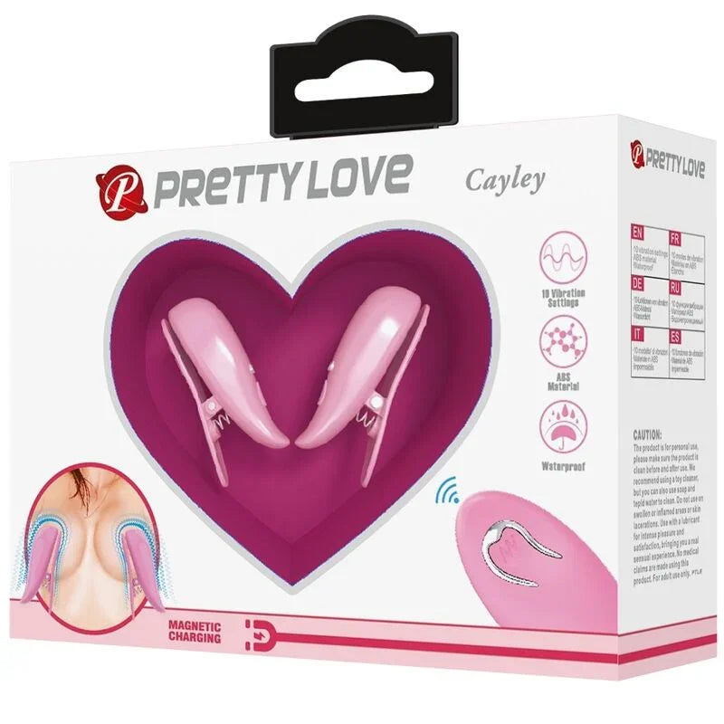 PRETTY LOVE - CAILEY PINZAS PARA PEZONES 10 VIBRACIONES CONTROL REMOTO ROSA - Nuvica