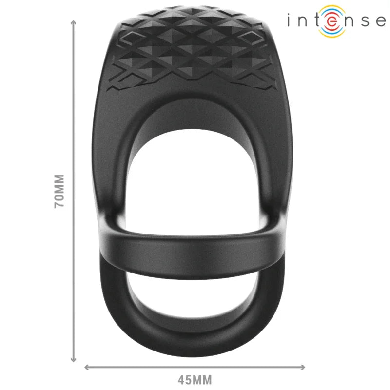 INTENSE - ALEX ANILLO DOBLE VIBRADOR PENE 10 VIBRACIONES NEGRO - Nuvica