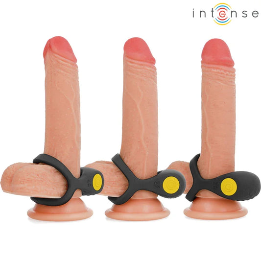 INTENSE - ALEX ANILLO DOBLE VIBRADOR PENE 10 VIBRACIONES NEGRO - Nuvica