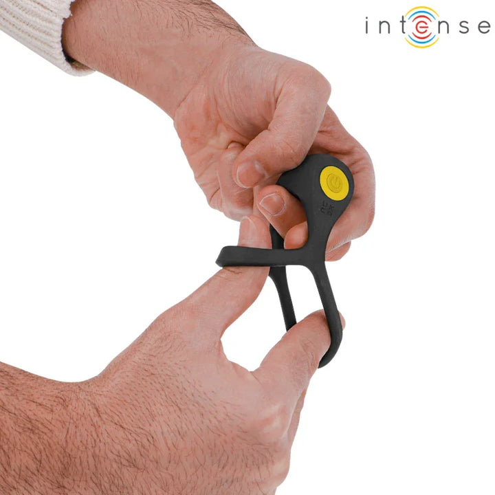 INTENSE - ALEX ANILLO DOBLE VIBRADOR PENE 10 VIBRACIONES NEGRO - Nuvica