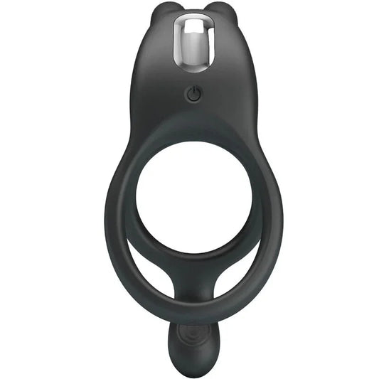 PRETTY LOVE - SETH DOBLE ANILLO VIBRADOR RABBIT 7 VIBRACIONES NEGRO - Nuvica
