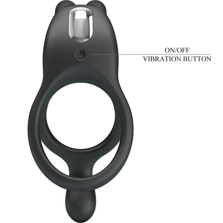 PRETTY LOVE - SETH DOBLE ANILLO VIBRADOR RABBIT 7 VIBRACIONES NEGRO - Nuvica