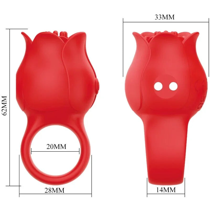 PRETTY LOVE - JAE VIBRADOR DE DEDO FORMA DE ROSA 10 VIBRACIONES ROJO - Nuvica