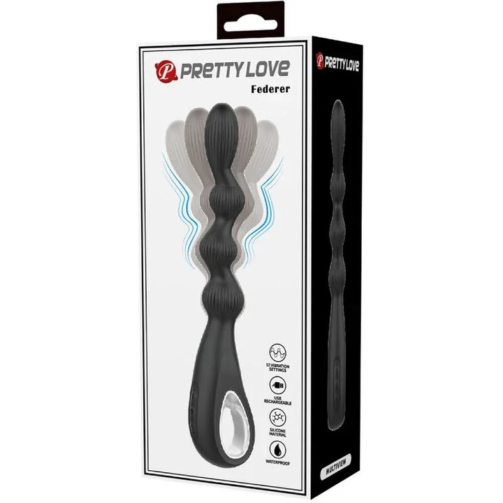 PRETTY LOVE - FEDERER VIBRADOR ANAL 12 VIBRACIONES NEGRO - Nuvica