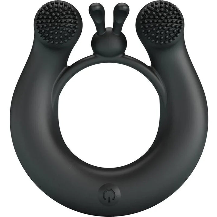 PRETTY LOVE - DAHLIA ANILLO VIBRADOR + ESTIMULADOR DE CLÍTOIS 12 VIBRACIONES NEGRO - Nuvica