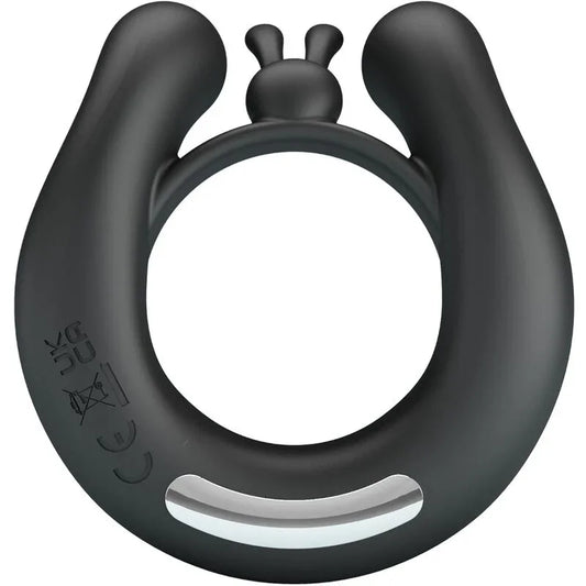 PRETTY LOVE - DAHLIA ANILLO VIBRADOR + ESTIMULADOR DE CLÍTOIS 12 VIBRACIONES NEGRO - Nuvica
