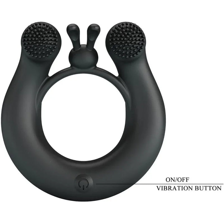PRETTY LOVE - DAHLIA ANILLO VIBRADOR + ESTIMULADOR DE CLÍTOIS 12 VIBRACIONES NEGRO - Nuvica