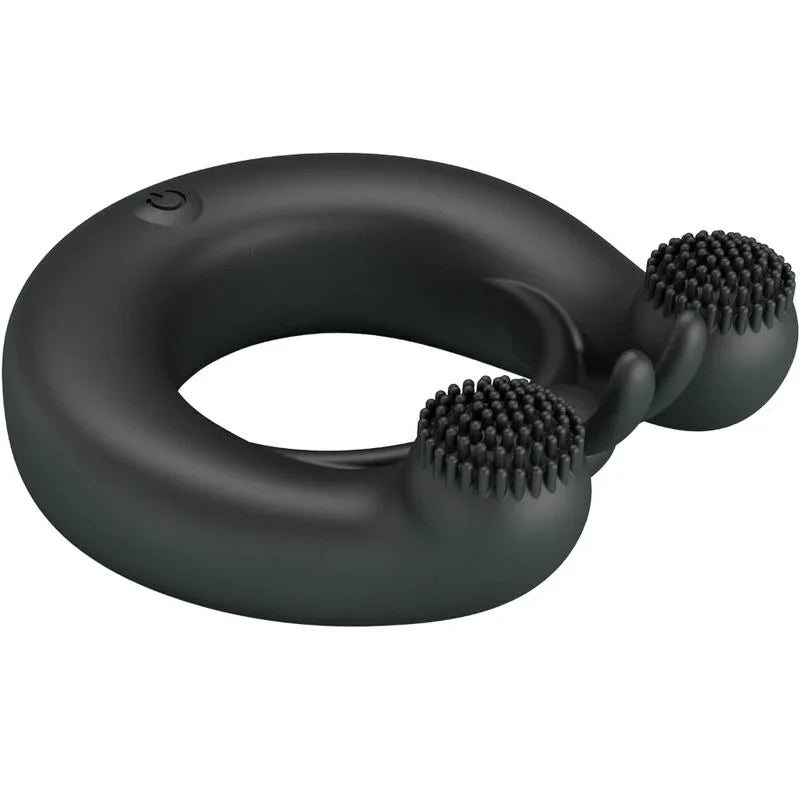 PRETTY LOVE - DAHLIA ANILLO VIBRADOR + ESTIMULADOR DE CLÍTOIS 12 VIBRACIONES NEGRO - Nuvica