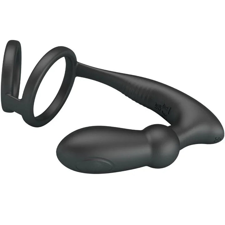 PRETTY LOVE - EMONI ANILLO PENE + PLUG ANAL 12 VIBRACIONES NEGRO - Nuvica
