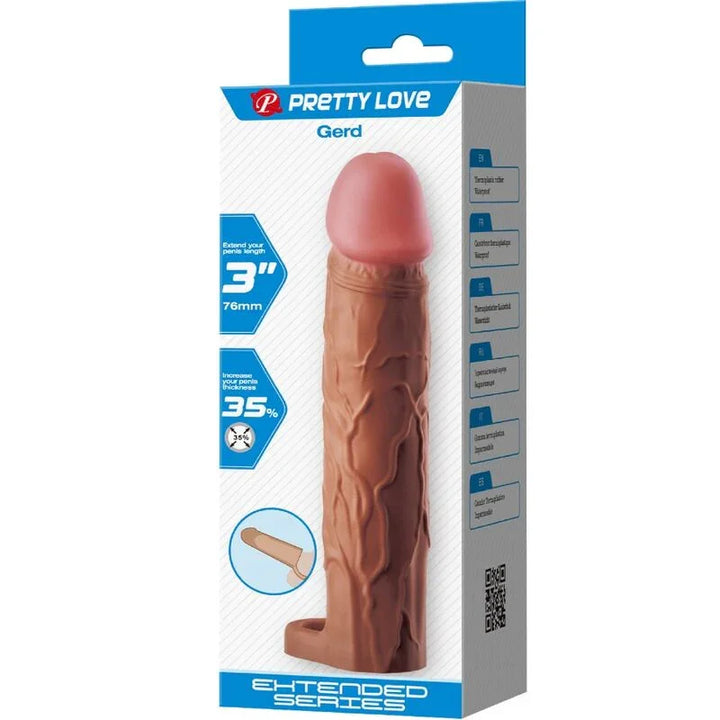 PRETTY LOVE - GERD FUNDA PARA PENE CON EXTENSIÓN DE 7.6 CM MULATO - Nuvica