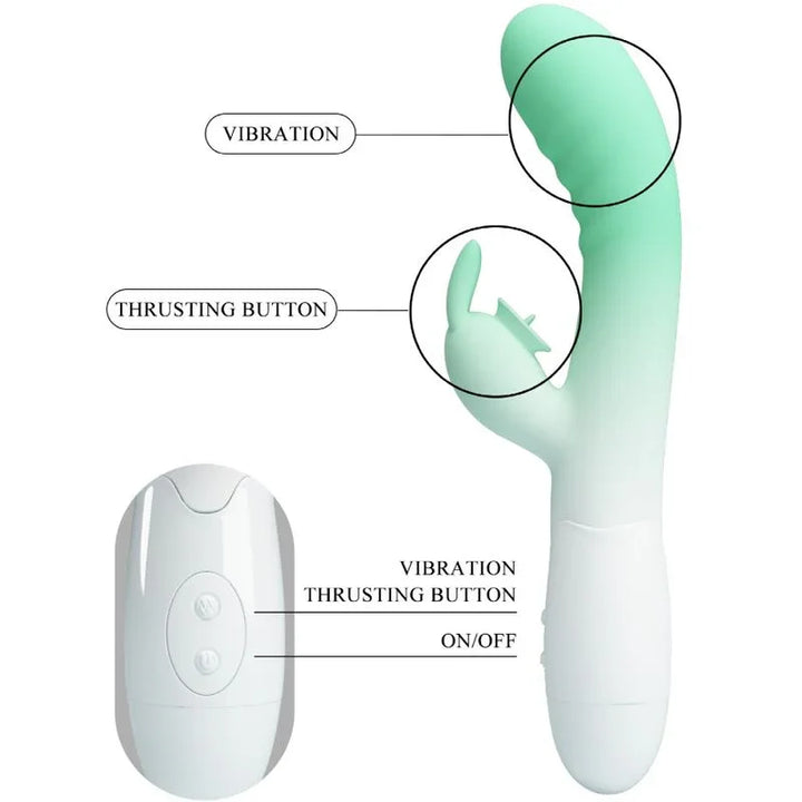 PRETTY LOVE - CERBERUS VIBRADOR RABBIT 3O VIBRACIONES VERDE - Nuvica