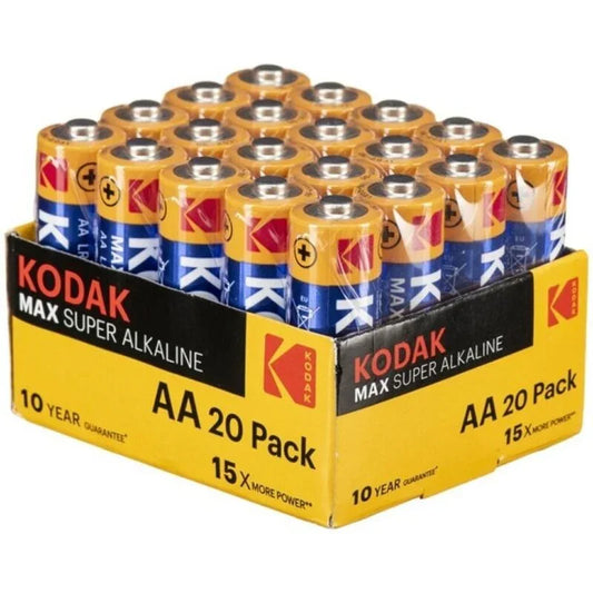 KODAK - MAX PILA ALCALINA AA LR6 PACK*20 PILAS - Nuvica