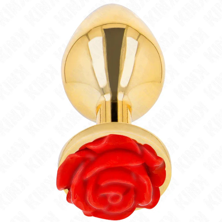 KINK - PLUG ANAL DORADO ROSA ROJA TALLA L - Nuvica