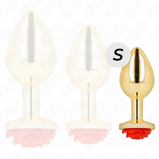 KINK - PLUG ANAL DORADO ROSA ROJA TALLA S - Nuvica