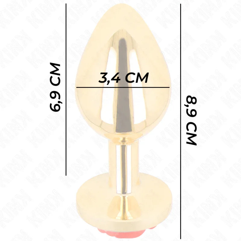 KINK - PLUG ANAL DORADO ROSA ROJA TALLA M - Nuvica