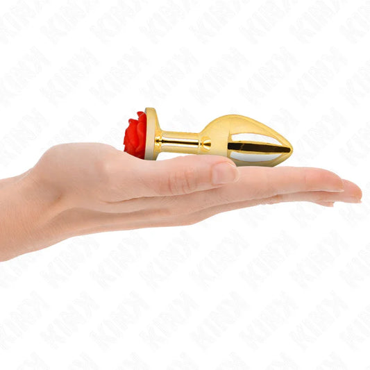 KINK - PLUG ANAL DORADO ROSA ROJA TALLA M - Nuvica