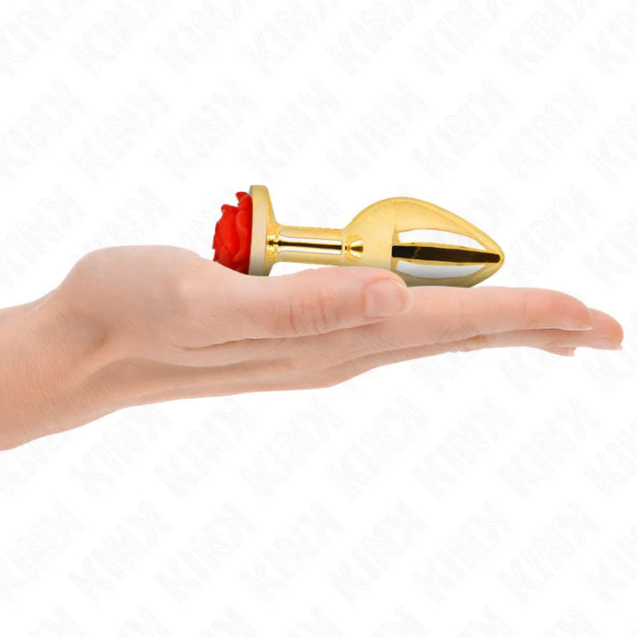 KINK - PLUG ANAL DORADO ROSA ROJA TALLA M - Nuvica