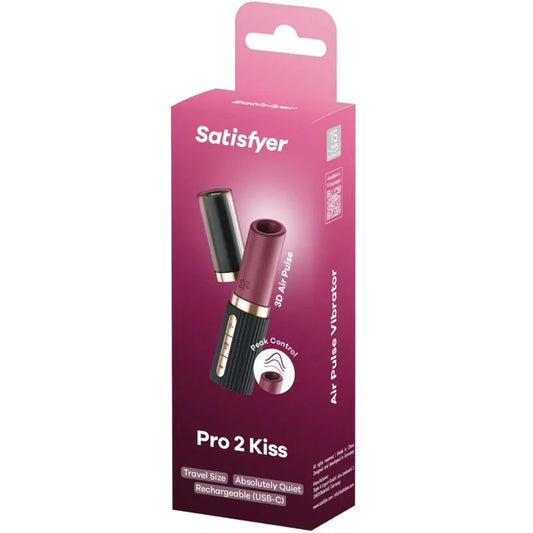 SATISFYER - PRO 2 KISS ESTIMULADOR CLÍTORIS POR ONDAS GRANATE / NEGRO - Nuvica