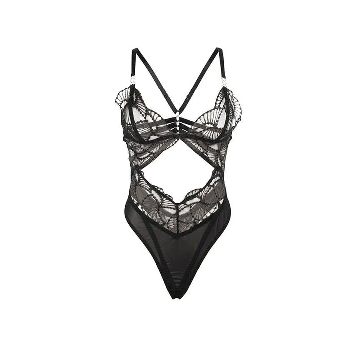 SUBBLIME - 955229 BODY TRANSPARENTE CON ENCAJE HUECO NEGRO L/XL - Nuvica