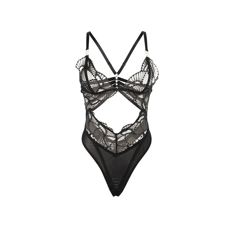 SUBBLIME - 955229 BODY TRANSPARENTE CON ENCAJE HUECO NEGRO L/XL - Nuvica