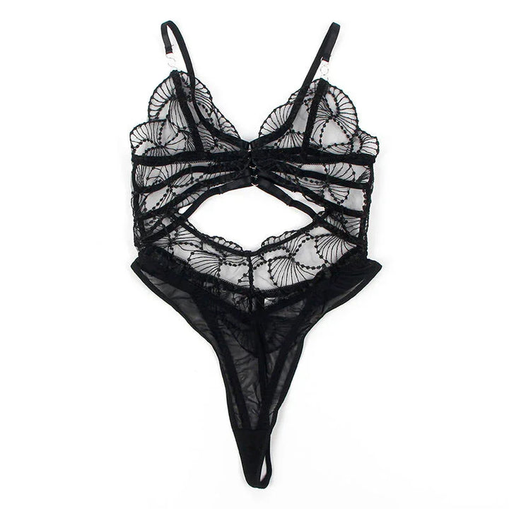 SUBBLIME - 955229 BODY TRANSPARENTE CON ENCAJE HUECO NEGRO L/XL - Nuvica