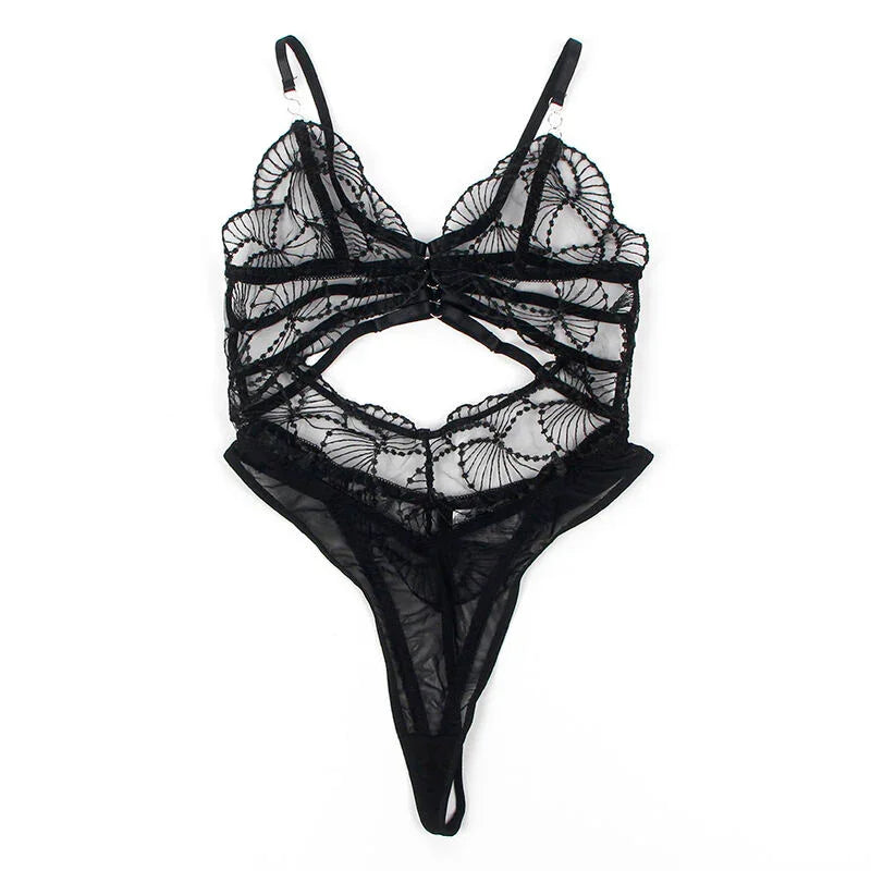 SUBBLIME - 955229 BODY TRANSPARENTE CON ENCAJE HUECO NEGRO L/XL - Nuvica