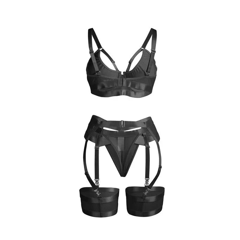 SUBBLIME - 955236 SET SUJETADOR CON LIGUERO BONDAGE NEGRO S/M - Nuvica