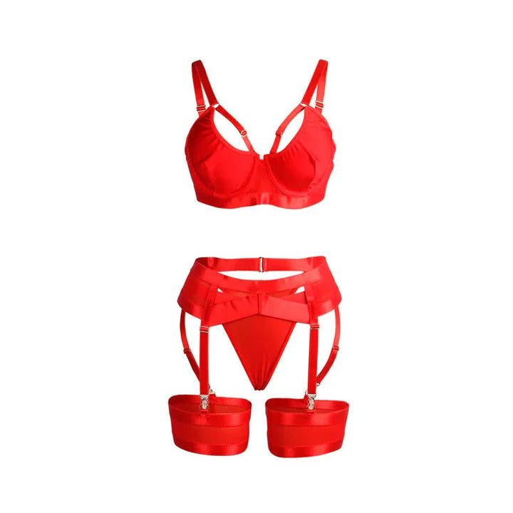 SUBBLIME - 955250 SET SUJETADOR CON LIGUERO BONDAGE ROJO S/M - Nuvica