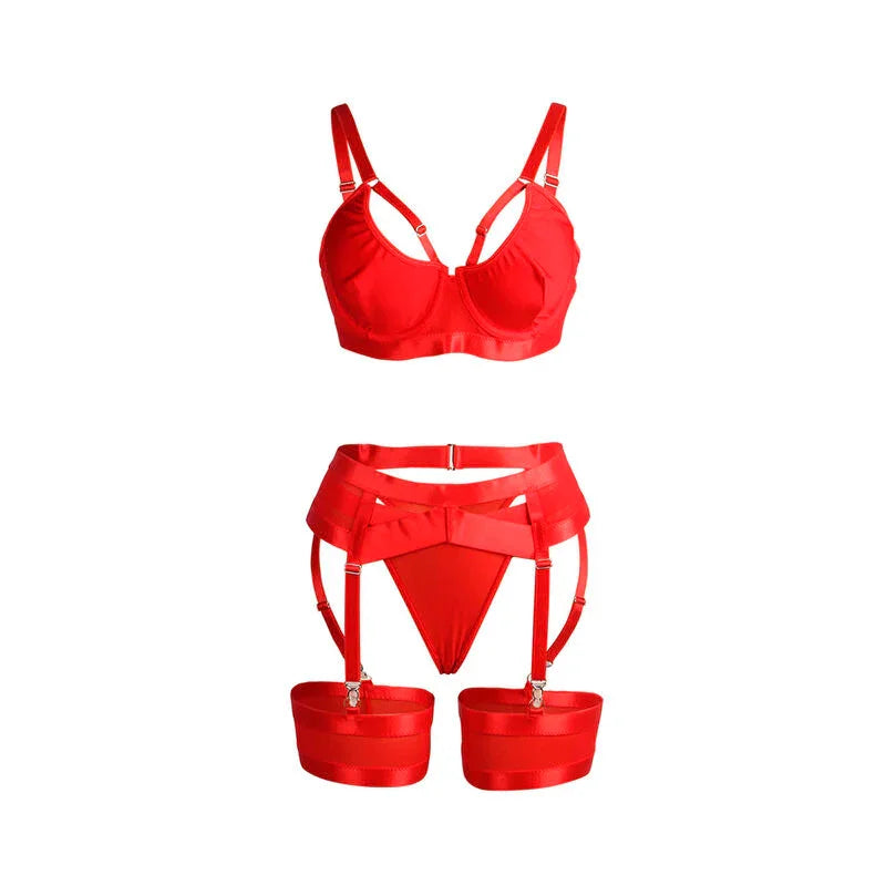 SUBBLIME - 955267 SET SUJETADOR CON LIGUERO BONDAGE ROJO L/XL - Nuvica