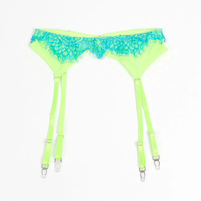 SUBBLIME - 955328 SET SUJETADOR CON ENCAJE Y LIGUEROS VERDE Y AZUL L/XL - Nuvica