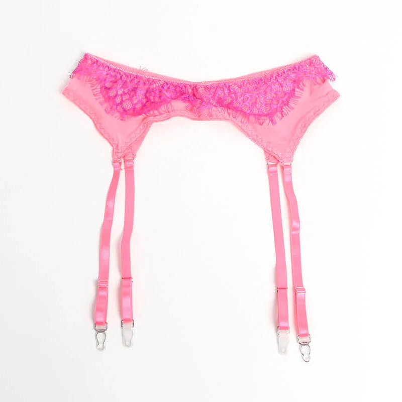 SUBBLIME - 955366 SET SUJETADOR CON ENCAJE Y LIGUEROS ROSA Y MORADO L/XL - Nuvica