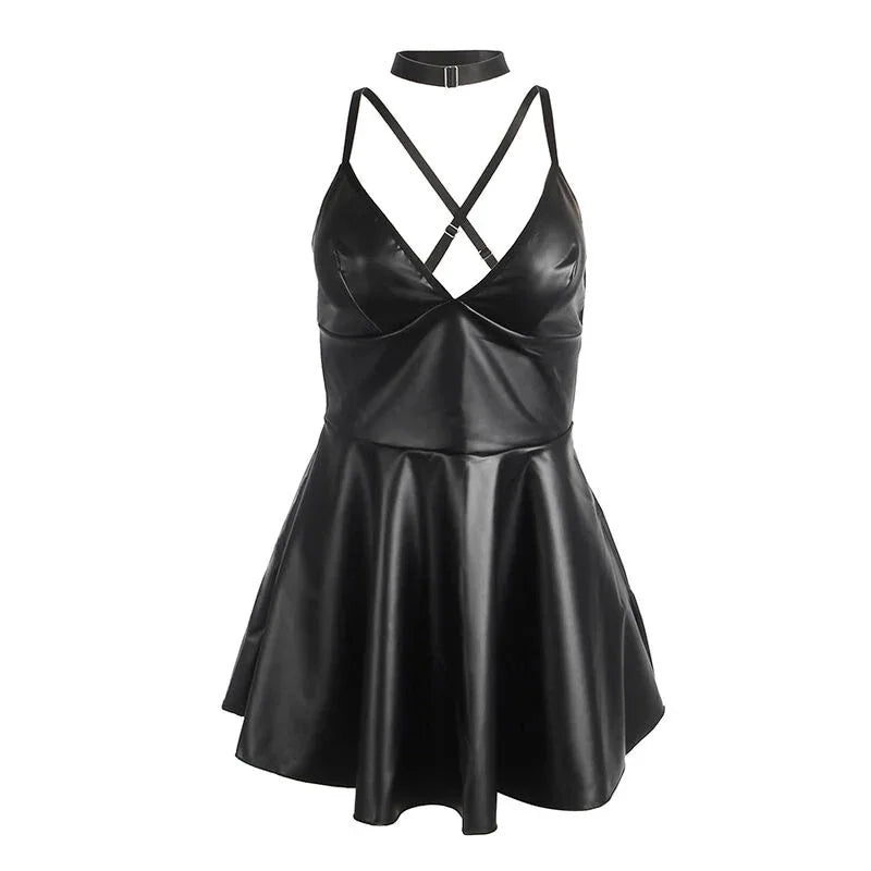 SUBBLIME - 955380 VESTIDO CON TIRANTES DE CUERO NEGRO L/XL - Nuvica