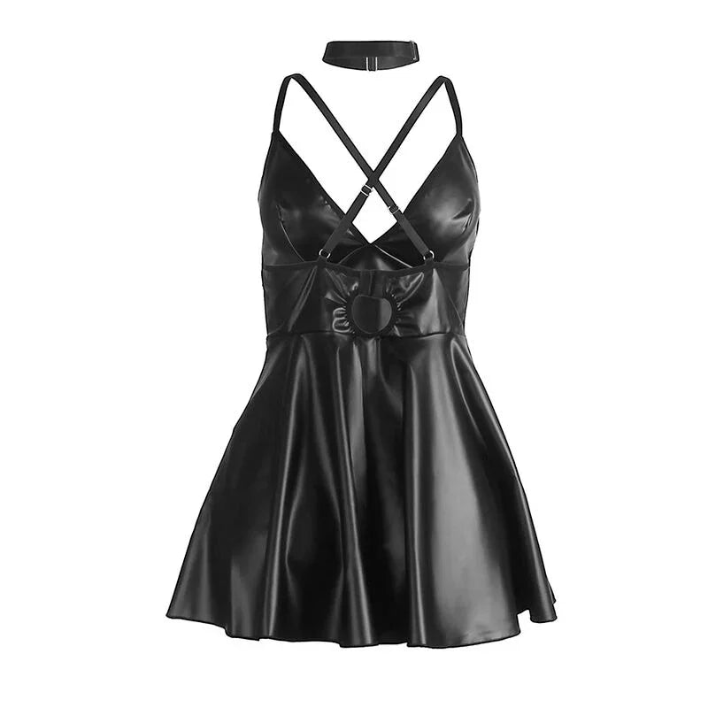 SUBBLIME - 955380 VESTIDO CON TIRANTES DE CUERO NEGRO L/XL - Nuvica