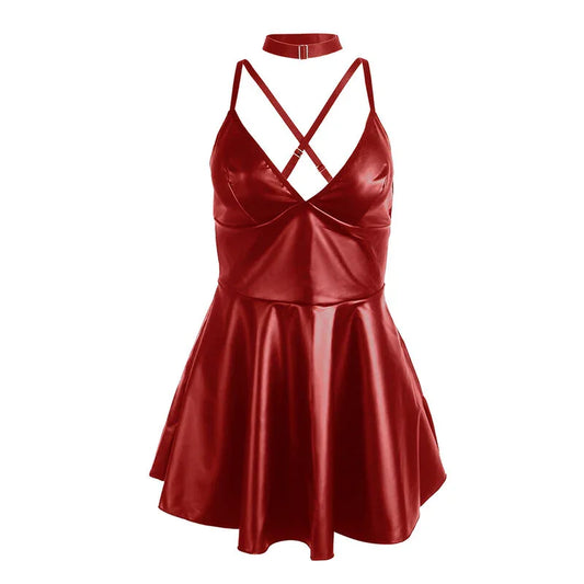 SUBBLIME - 955403 VESTIDO CON TIRANTES DE CUERO BURDEOS L/XL - Nuvica