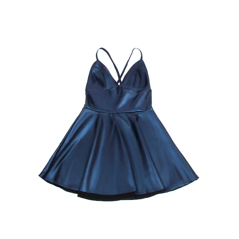 SUBBLIME - 955410 VESTIDO CON TIRANTES DE CUERO AZUL S/M - Nuvica