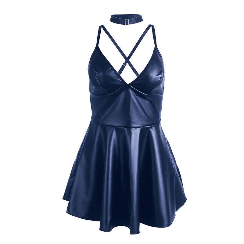 SUBBLIME - 955427 VESTIDO CON TIRANTES DE CUERO AZUL L/XL - Nuvica