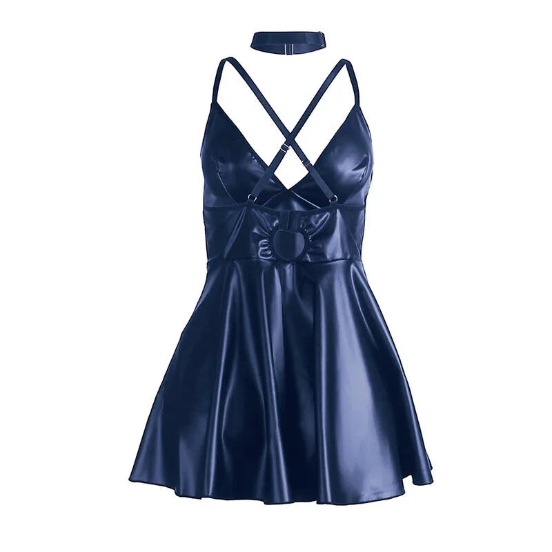SUBBLIME - 955427 VESTIDO CON TIRANTES DE CUERO AZUL L/XL - Nuvica