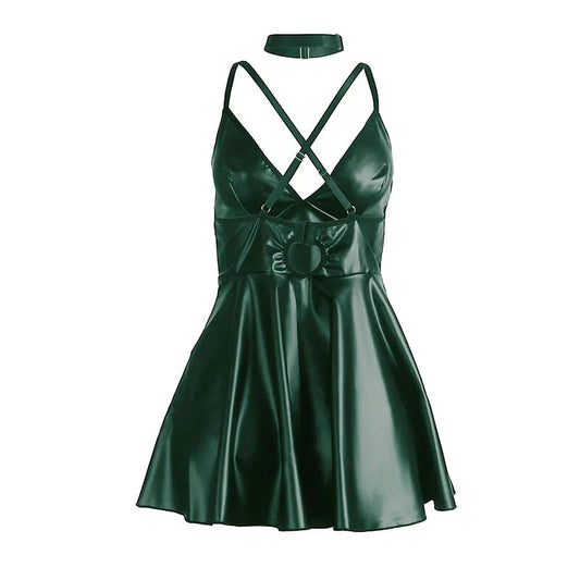 SUBBLIME - 955434 VESTIDO CON TIRANTES DE CUERO VERDE S/M - Nuvica