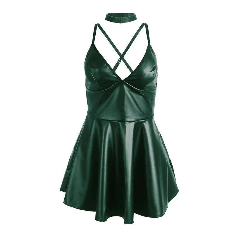 SUBBLIME - 955434 VESTIDO CON TIRANTES DE CUERO VERDE S/M - Nuvica