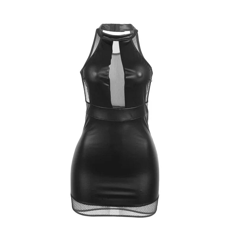 SUBBLIME - 955472 VESTIDO CUELLO HALTER CON TRANSPARENCIAS NEGRO S/M - Nuvica