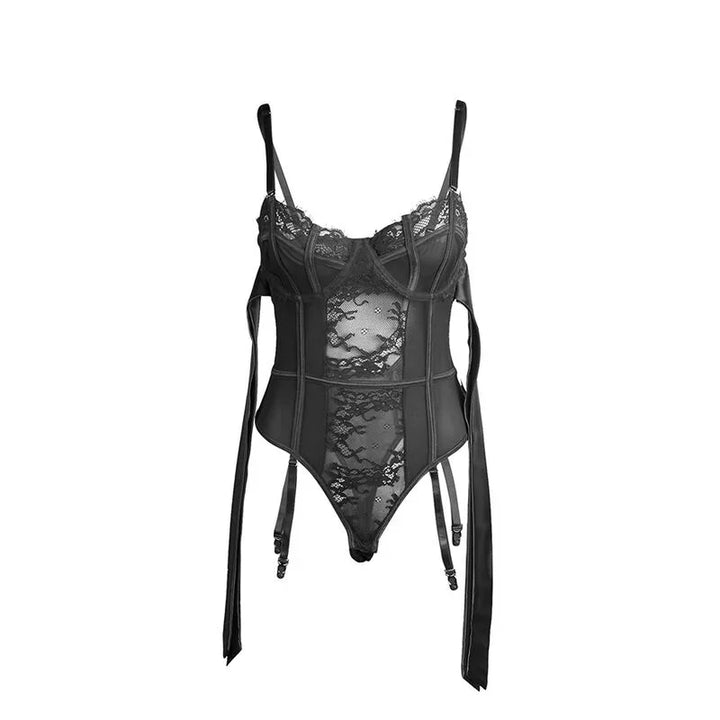 SUBBLIME - 955496 BODY DE ENCAJE CON LAZOS Y LIGAS NEGRO S/M - Nuvica