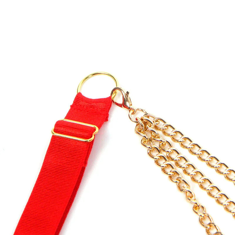 SUBBLIME - 955526 CONJUNTO SUJETADOR CON CADENAS Y CORAZÓN DE MALLA ROJO L/XL - Nuvica