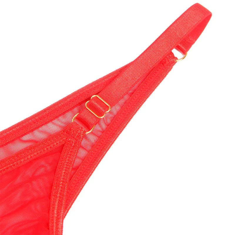 SUBBLIME - 955526 CONJUNTO SUJETADOR CON CADENAS Y CORAZÓN DE MALLA ROJO L/XL - Nuvica