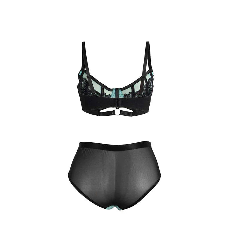 SUBBLIME - 955564 CONJUNTO SUJETADOR CON CREMALLERA DE MALLA DE CHAROL VERDE L/XL - Nuvica