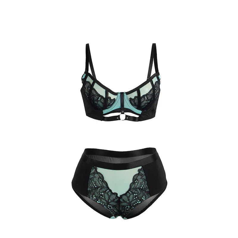 SUBBLIME - 955564 CONJUNTO SUJETADOR CON CREMALLERA DE MALLA DE CHAROL VERDE L/XL - Nuvica