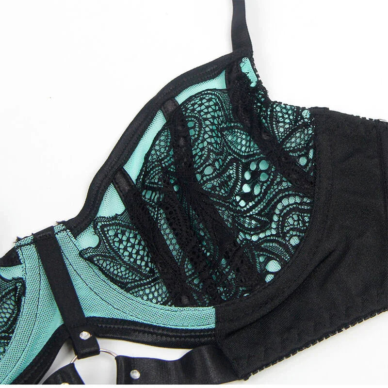 SUBBLIME - 955564 CONJUNTO SUJETADOR CON CREMALLERA DE MALLA DE CHAROL VERDE L/XL - Nuvica