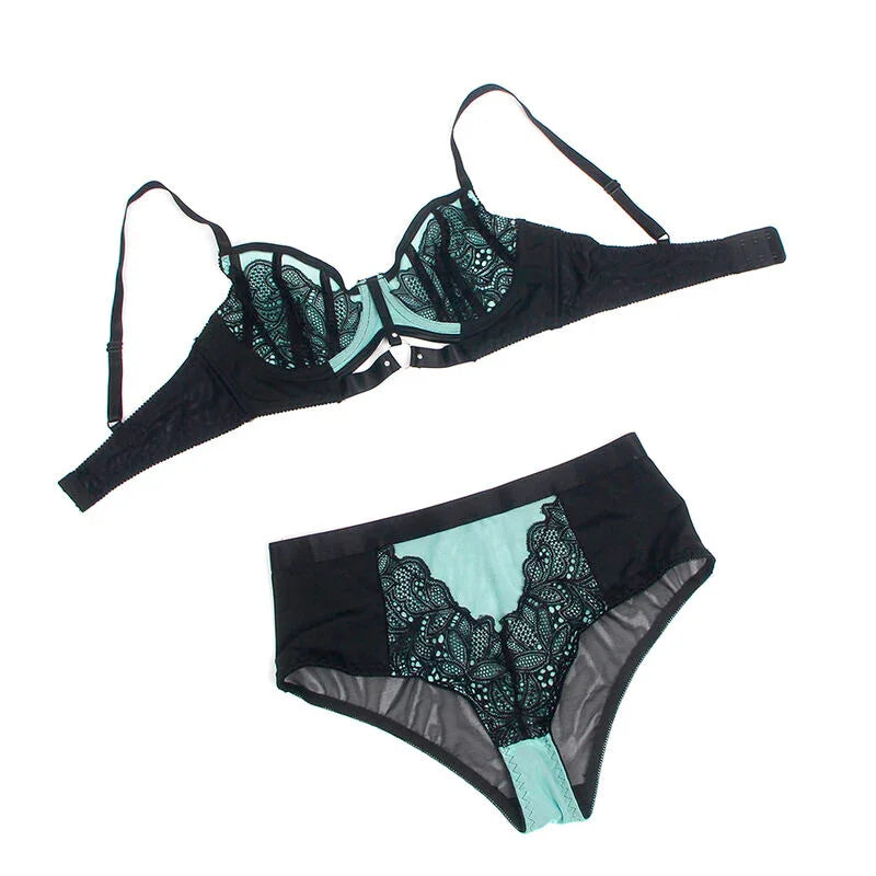 SUBBLIME - 955564 CONJUNTO SUJETADOR CON CREMALLERA DE MALLA DE CHAROL VERDE L/XL - Nuvica