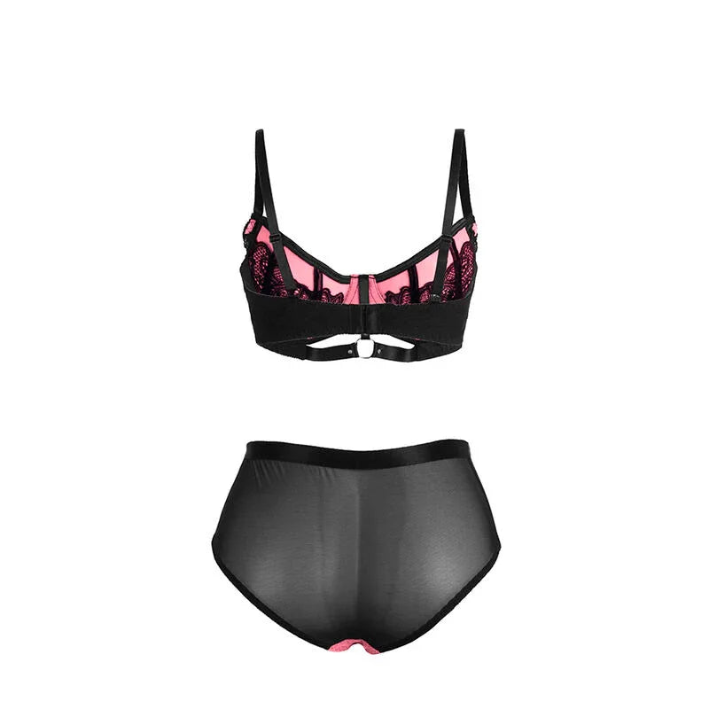 SUBBLIME - 955588 CONJUNTO SUJETADOR CON CREMALLERA DE MALLA DE CHAROL ROSA L/XL - Nuvica