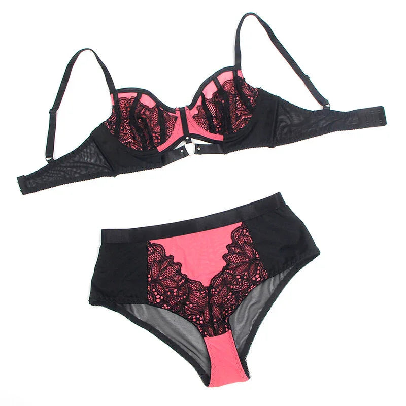 SUBBLIME - 955588 CONJUNTO SUJETADOR CON CREMALLERA DE MALLA DE CHAROL ROSA L/XL - Nuvica